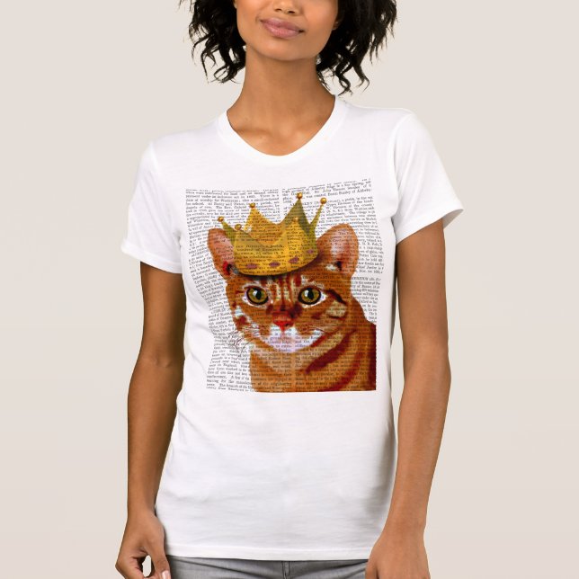 Ginger Cat med Krona Portrai T-shirt (Framsida)