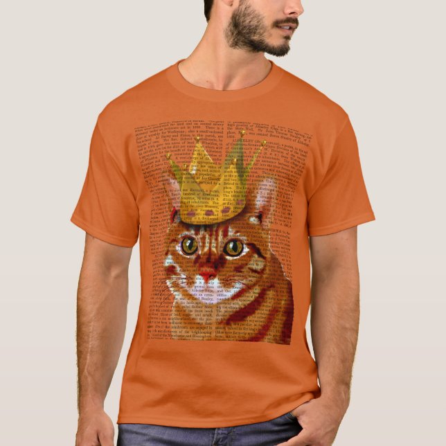 Ginger Cat med Krona Portrai Tee Shirt (Framsida)