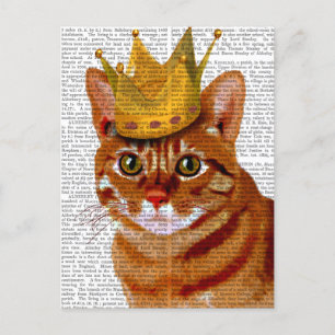 Ginger Cat med Krona Portrai Vykort