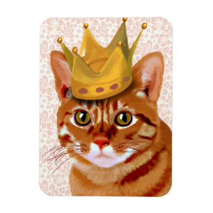 Ginger Cat med Krona Porträtt Magnet