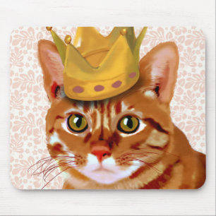 Ginger Cat med Krona Porträtt Musmatta