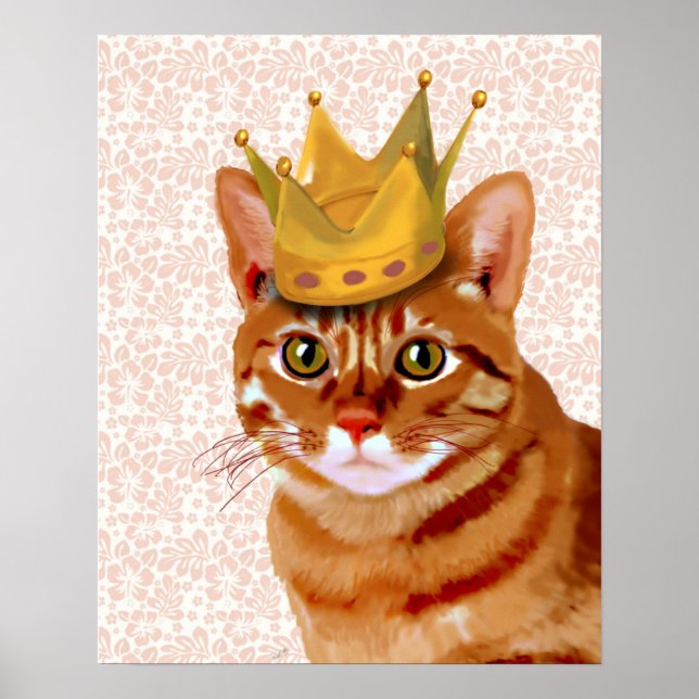 Ginger Cat med Krona Porträtt Poster (Framsidan)