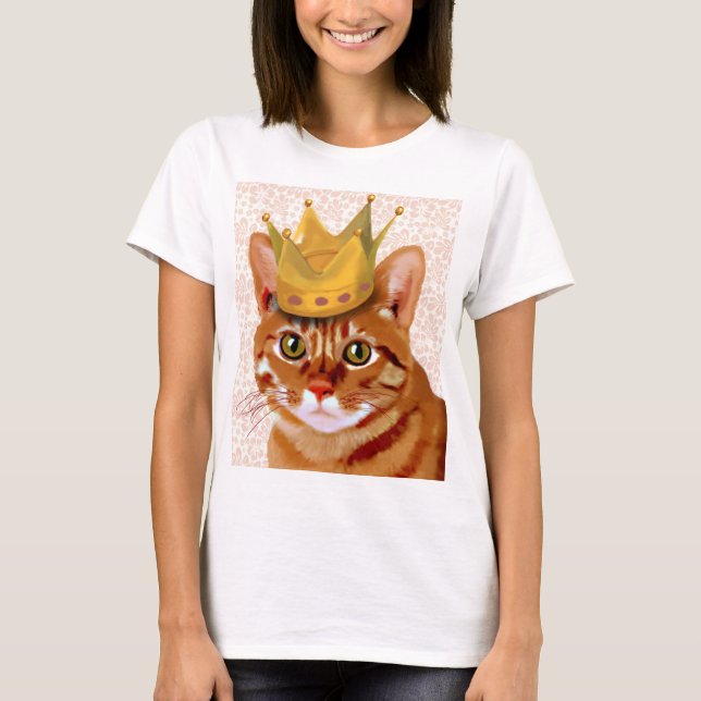 Ginger Cat med Krona Porträtt T-shirt (Framsida)
