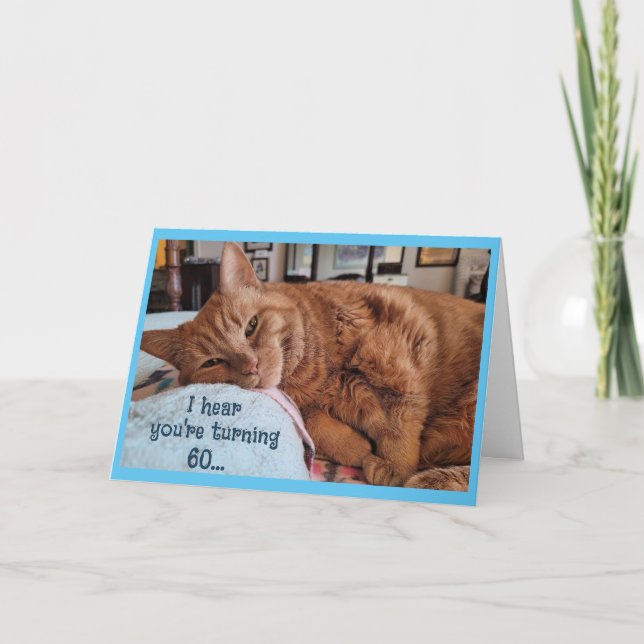 Ginger Cat Napping Birthday Card Tack Kort (Framsida)