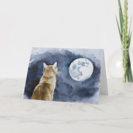 Ginger Cat och Full Moon Greeting Card Kort