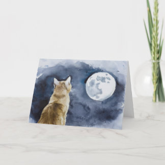 Ginger Cat och Full Moon Greeting Card Kort