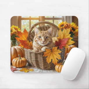 Ginger Cat på hösten Basket Musmatta
