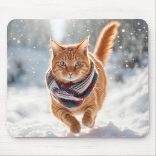 Ginger Cat på Snö Musmatta