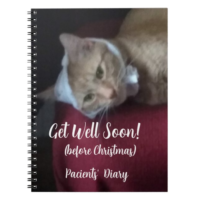 Ginger Cat Photo Get Well Soon , Spiral Anteckningsbok (Framsidan)