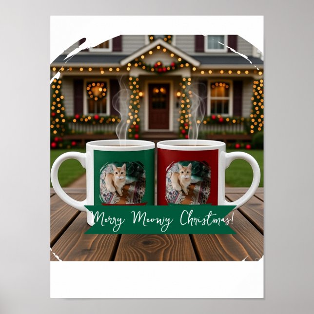 Ginger cat, Photo Text Customize ,Meowy Christmas, Poster (Framsidan)