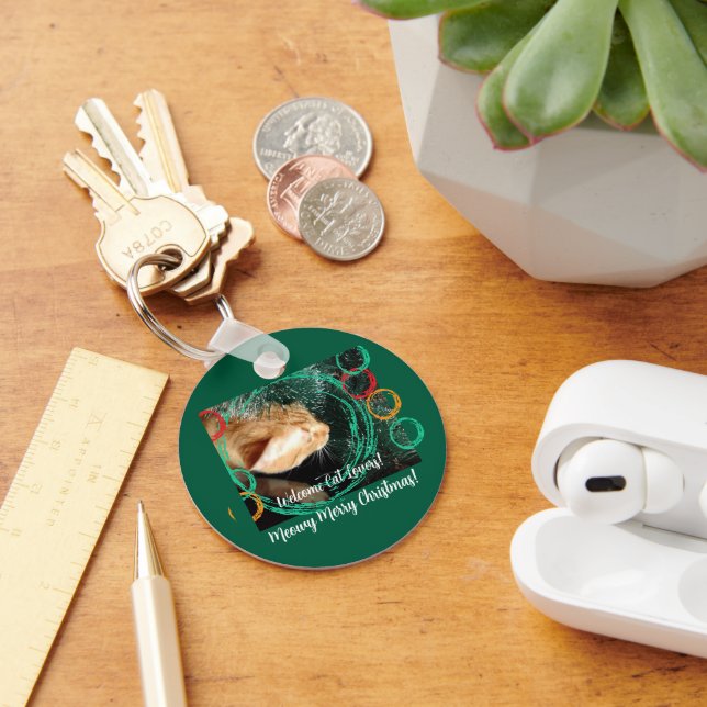 Ginger Cat Photo, Text, Customize, Nyckelring (Skrivbord)