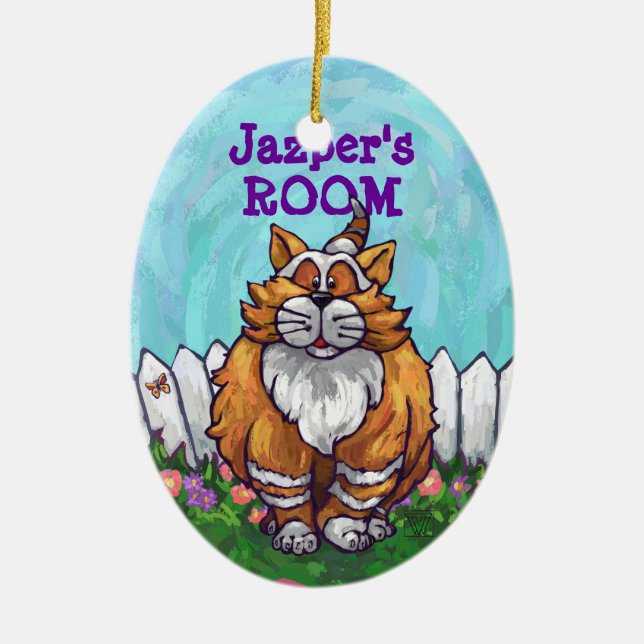 Ginger Cat-presenter och tillbehör Julgransprydnad Keramik (Framsidan)