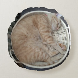 Ginger Cat Round Pillow Rund Kudde