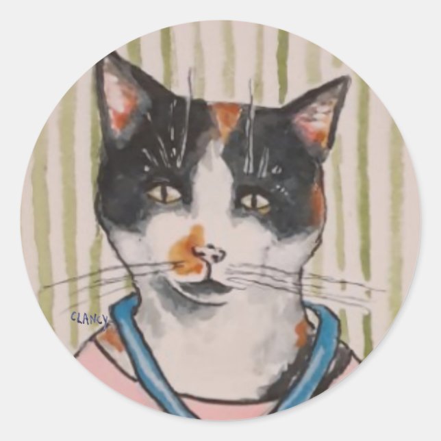 Ginger Cat Runt Klistermärke (Framsida)