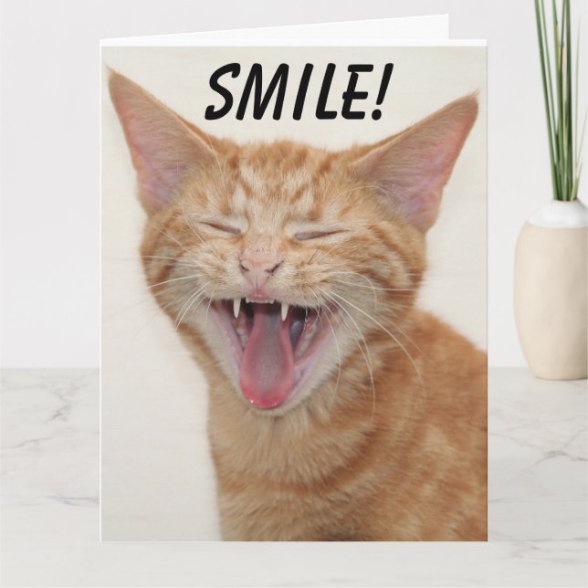 GINGER CAT SMILT TÄNKANDE AV DIG HÖGKort Kort (Framsida)