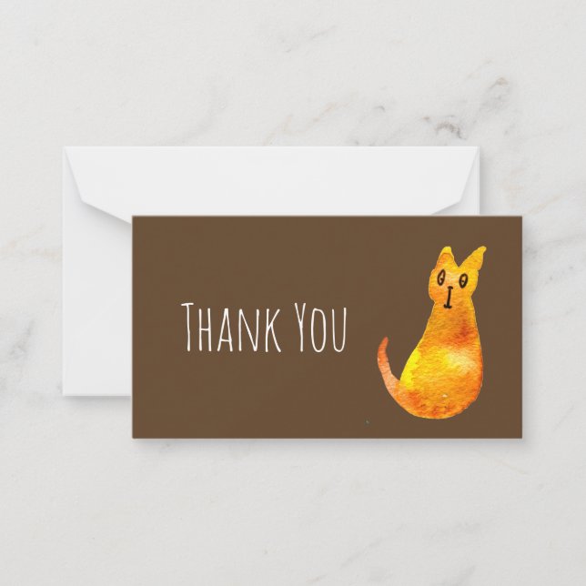 Ginger cat söt vattenfärgsillustration art anteckningskort (Framsida)