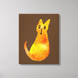 Ginger cat söt vattenfärgsillustration art canvastryck