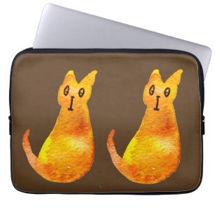 Ginger cat söt vattenfärgsillustration art laptop fodral