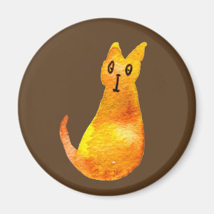 Ginger cat söt vattenfärgsillustration art magnet