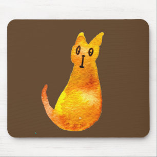 Ginger cat söt vattenfärgsillustration art musmatta