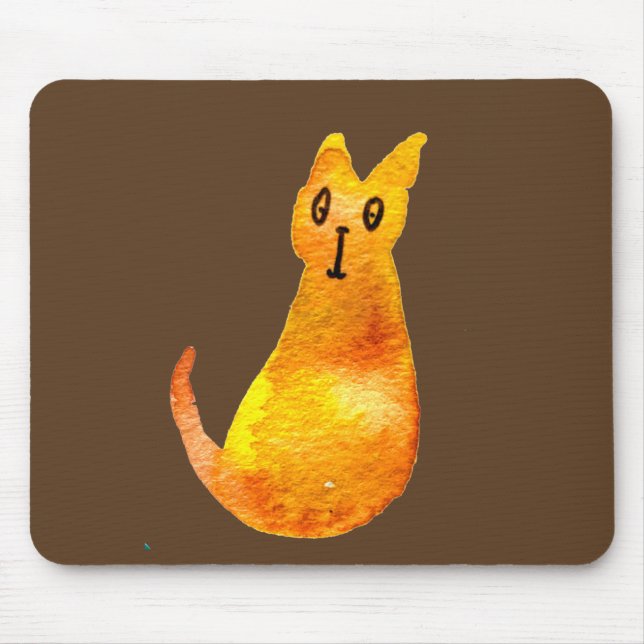Ginger cat söt vattenfärgsillustration art musmatta (Framsidan)