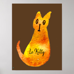 Ginger cat söt vattenfärgsillustration art poster