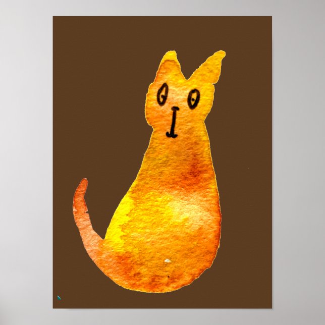 Ginger cat söt vattenfärgsillustration art poster (Framsidan)