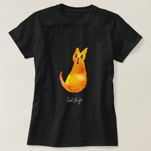 Ginger cat söt vattenfärgsillustration art t shirt (Design framsida)