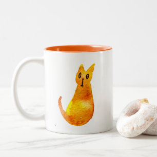 Ginger cat söt vattenfärgsillustration art Två-Tonad mugg
