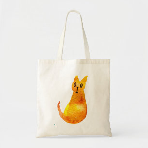 Ginger cat söt vattenfärgsillustration art tygkasse