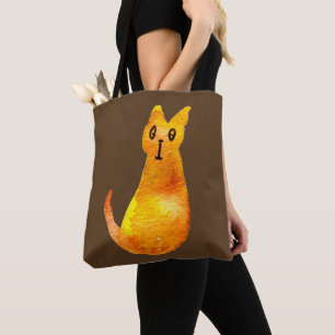 Ginger cat söt vattenfärgsillustration art tygkasse