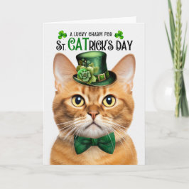 Ginger Cat St CATrick's Day Lucky Charm Helgkort