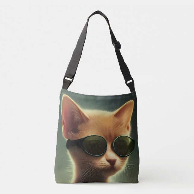 GINGER CAT SUNGLASSES PURSES, ALLT ÖVER TRYCKTOMT AXELVÄSKA (Framsida)