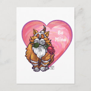 Ginger Cat Valentine Day Helg Vykort