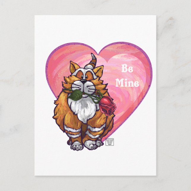 Ginger Cat Valentine Day Helg Vykort (Framsida)
