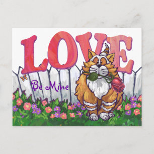 Ginger Cat Valentine Day Helg Vykort