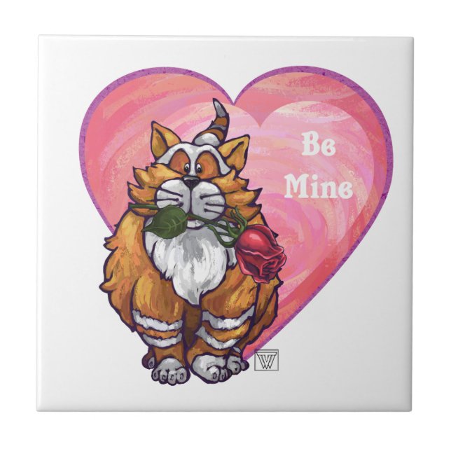 Ginger Cat Valentine Day Kakelplatta (Framsidan)