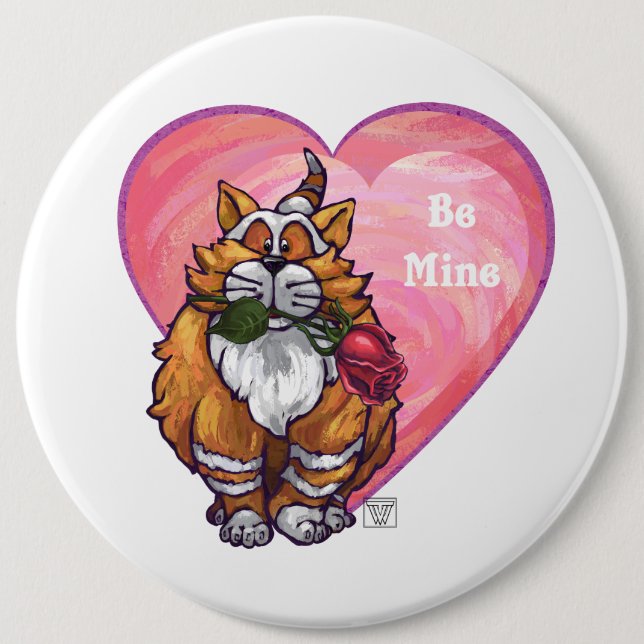 Ginger Cat Valentine Day Knapp (Framsida)