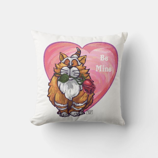 Ginger Cat Valentine Day Kudde (Framsida)