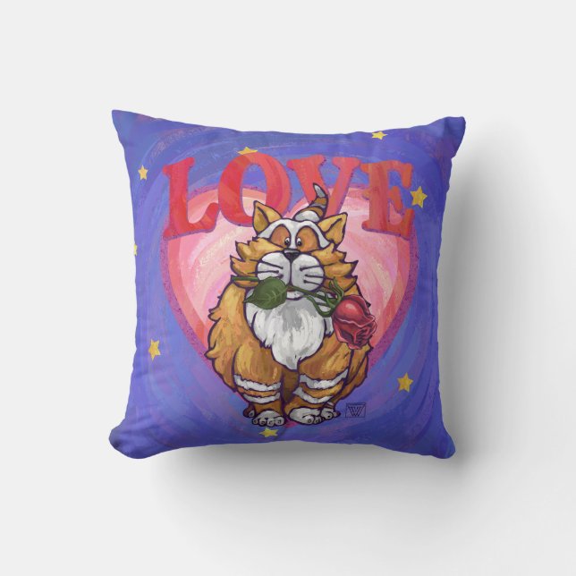 Ginger Cat Valentine Day Kudde (Framsida)