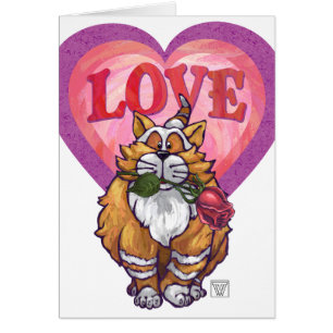 Ginger Cat Valentine Day OBS Kort