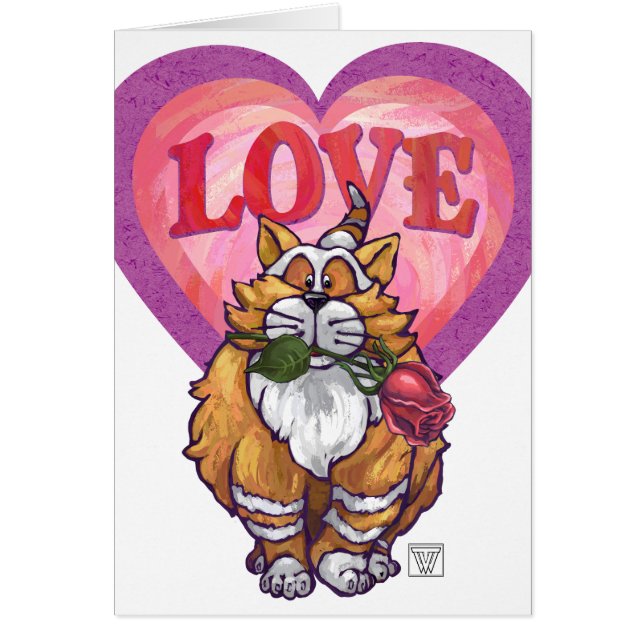 Ginger Cat Valentine Day OBS Kort (Framsidan)
