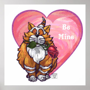 Ginger Cat Valentine Day Poster
