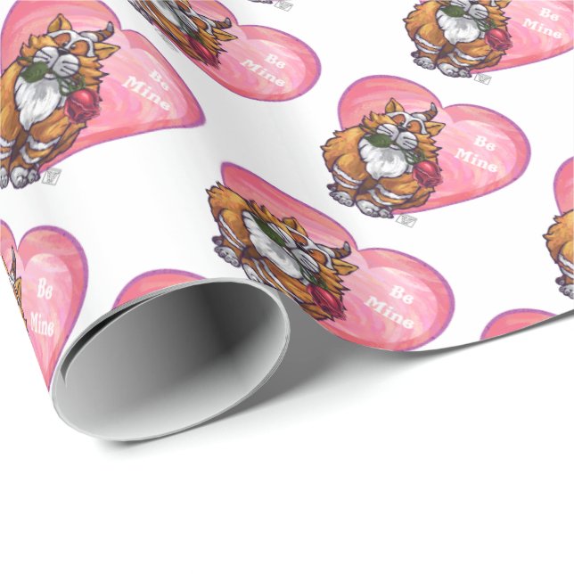 Ginger Cat Valentine Day Presentpapper (Rullad Hörn)