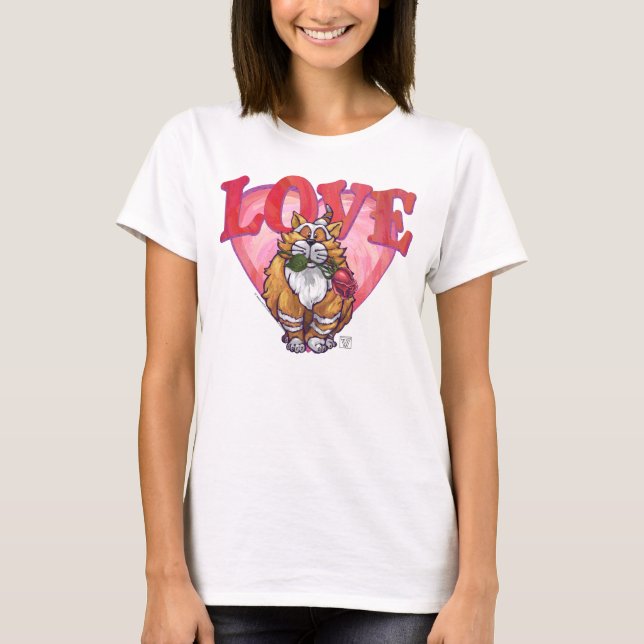 Ginger Cat Valentine Day T-shirt (Framsida)