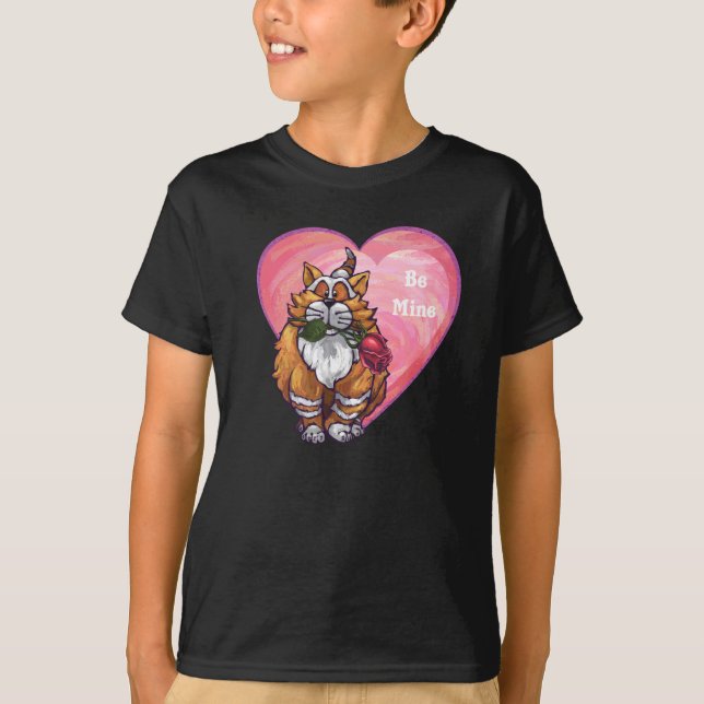 Ginger Cat Valentine Day T-shirt (Framsida)