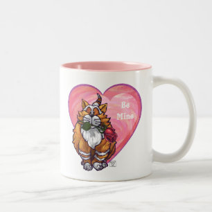 Ginger Cat Valentine Day Två-Tonad Mugg