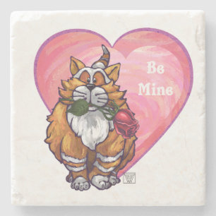 Ginger Cat Valentine Day Underlägg Sten