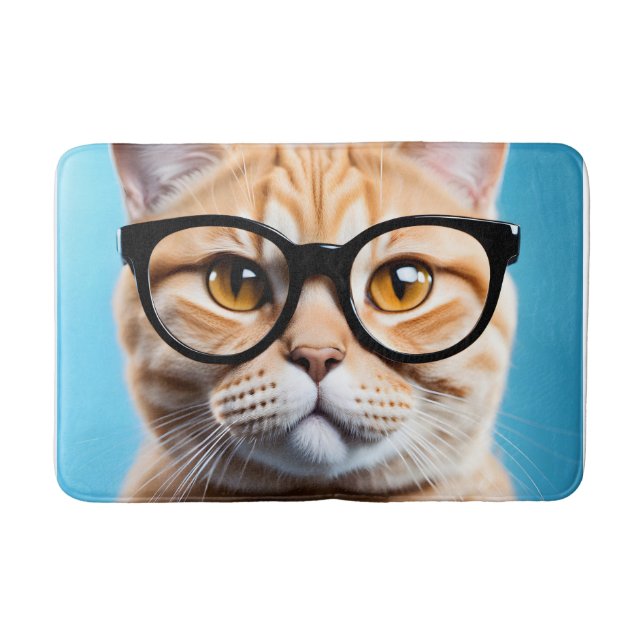 Ginger Cat Wearing Glasses Badrumsmatta (Framsidan)