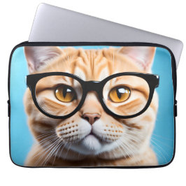 Ginger Cat Wearing Glasses Laptop Fodral